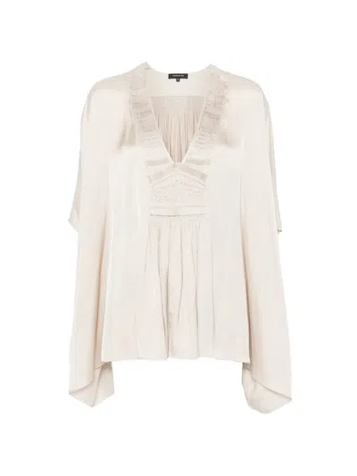 Barbara Bui Smocked Pleated Top In White