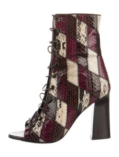 Pre-owned Barbara Bui Snakeskin Animal Print Lace-up Boots