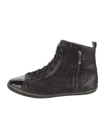 Pre-owned Barbara Bui Snakeskin Animal Print Sneakers In Black