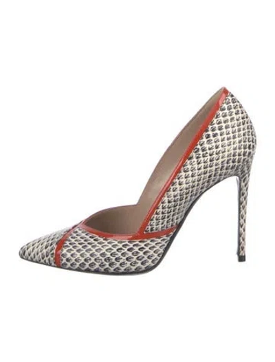 Pre-owned Barbara Bui Snakeskin Printed D'orsay Pumps In Black