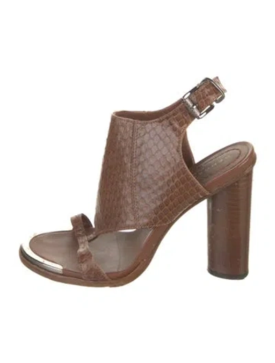 Pre-owned Barbara Bui Snakeskin Slingback Sandals In Brown