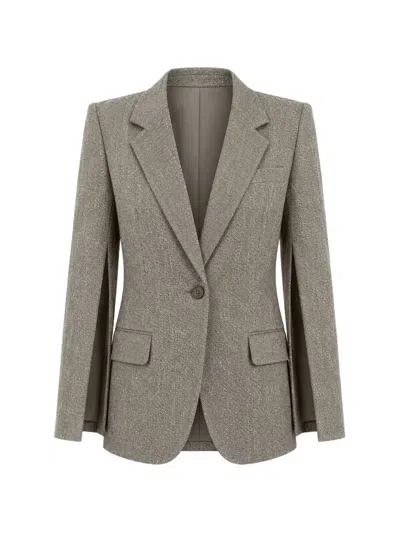 Barbara Bui Split-sleeve Single-breasted Blazer In Gray