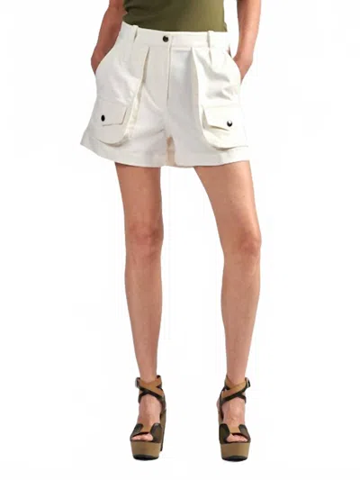 Barbara Bui Stretch Gabardine Cargo Shorts In Off White