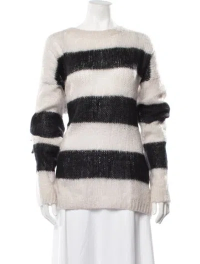 Pre-owned Barbara Bui Striped Crew Neck Sweater In Black