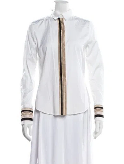 Pre-owned Barbara Bui Striped Long Sleeve Top In White