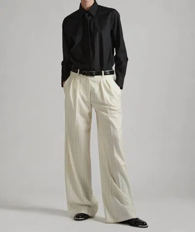 Barbara Bui Stripped Wide Leg Flannel Pants In White