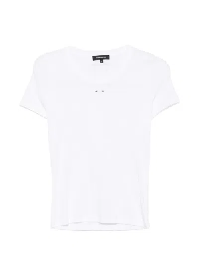 Barbara Bui Stud-embellished Ribbed T-shirt In White