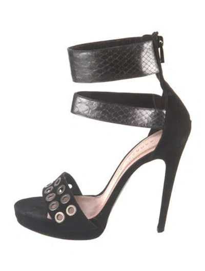 Pre-owned Barbara Bui Suede Animal Print Sandals In Black