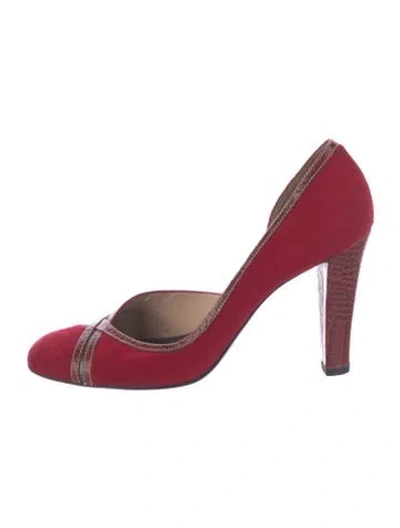 Pre-owned Barbara Bui Suede D'orsay Pumps In Red