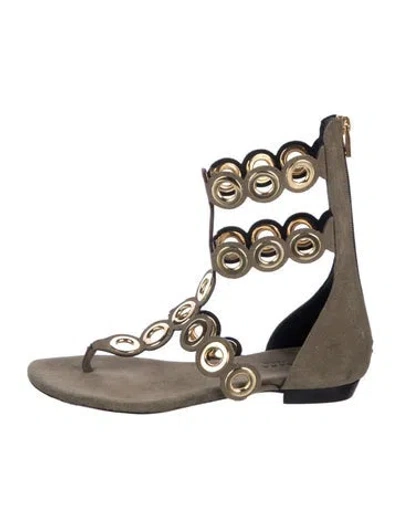 Pre-owned Barbara Bui Suede Gladiator Sandals In Green