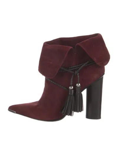 Pre-owned Barbara Bui Suede Tassel Accents Slouch Boots In Burgundy