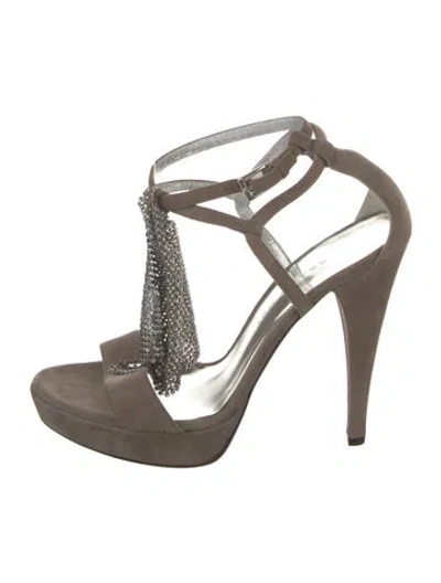 Pre-owned Barbara Bui Suede T-strap Sandals In Gray