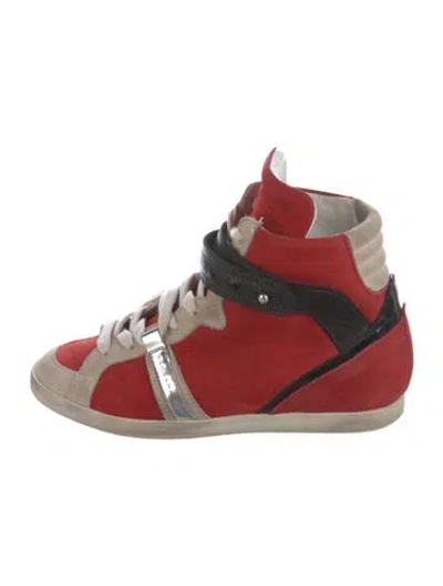 Pre-owned Barbara Bui Suede Wedge Sneakers In Red