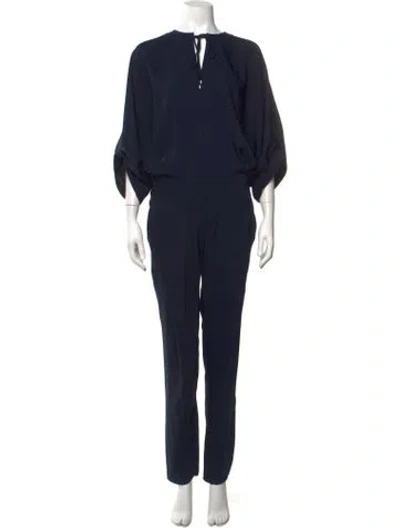 Pre-owned Barbara Bui Tie Neck Jumpsuit In Blue