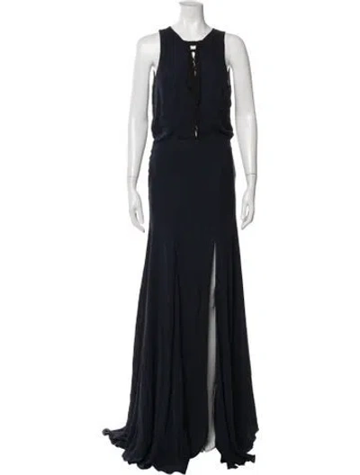 Pre-owned Barbara Bui Tie Neck Long Dress In Blue