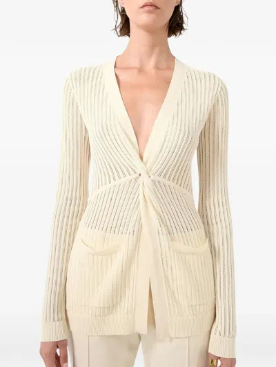 Barbara Bui Tie-front Open-knit Sweater In Animal Print
