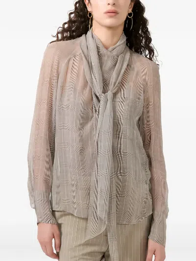 Barbara Bui Tie-neck Checked Blouse In Brown