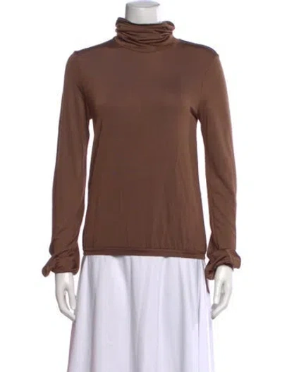 Pre-owned Barbara Bui Turtleneck Long Sleeve Top In Brown