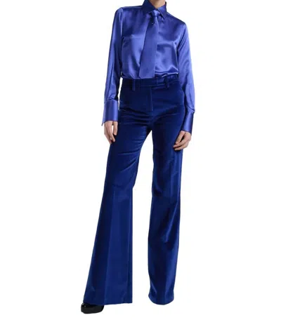 Barbara Bui Velvet Wide Leg Trousers In Royal Blue