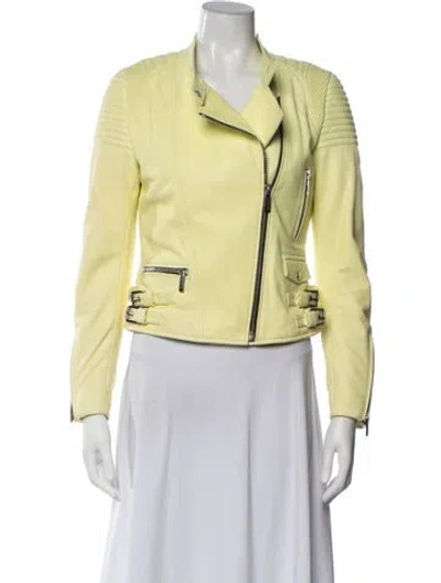 Pre-owned Barbara Bui Vintage Lambskin Biker Jacket In Yellow