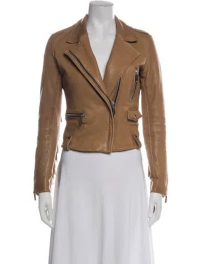 Pre-owned Barbara Bui Virgin Wool Biker Jacket In Brown