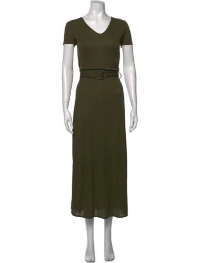 Pre-owned Barbara Bui V-neck Long Dress In Green
