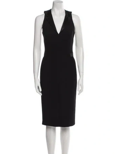 Pre-owned Barbara Bui V-neck Midi Length Dress In Black