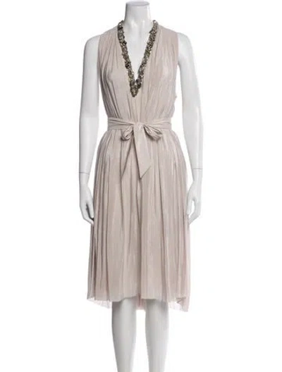 Pre-owned Barbara Bui V-neck Midi Length Dress In Neutral