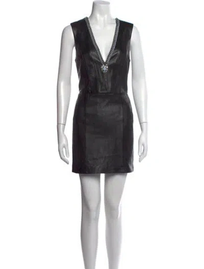 Pre-owned Barbara Bui V-neck Mini Dress In Black