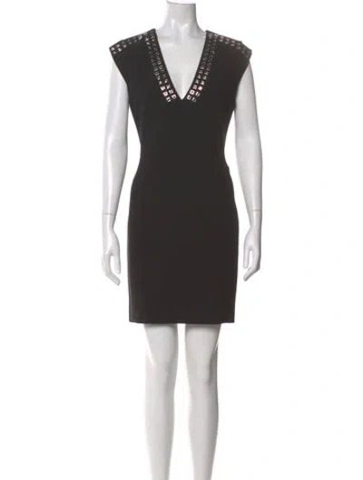 Pre-owned Barbara Bui V-neck Mini Dress In Gray