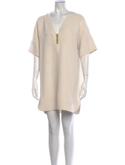 Pre-owned Barbara Bui V-neck Mini Dress In Neutrals