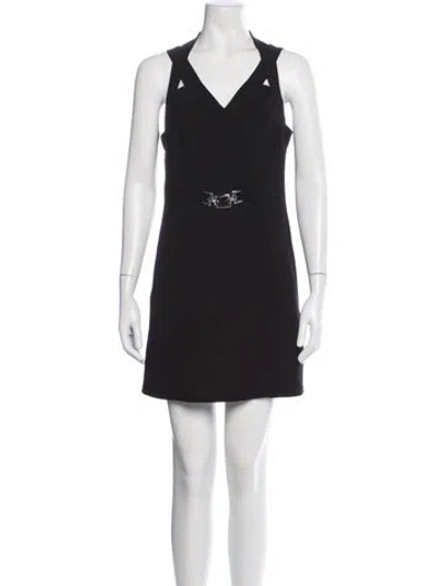 Pre-owned Barbara Bui V-neck Mini Dress W/ Tags In Black