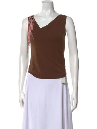 Pre-owned Barbara Bui V-neck Sleeveless Crop Top In Brown