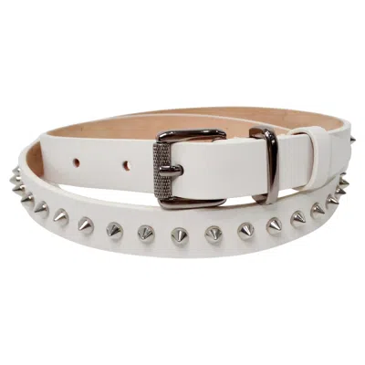 Pre-owned Barbara Bui White Leather Silver Stone Studded Belt