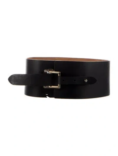 Pre-owned Barbara Bui Wide Leather Waist Belt In Black