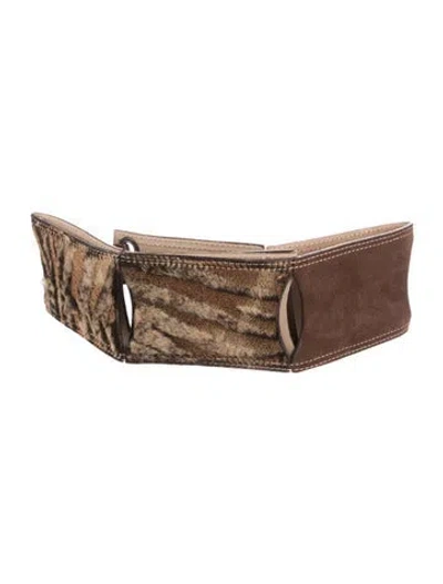 Pre-owned Barbara Bui Wide Ponyhair Waist Belt In Brown