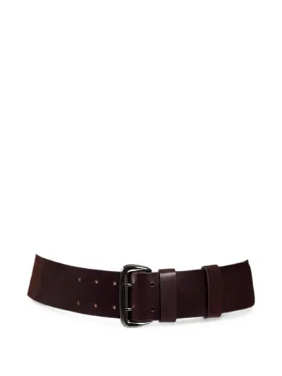 Barbara Bui Wide-buckle Calf Leather Belt In Brown