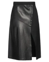 Barbara Bui Woman Midi Skirt Black Size 8 Polyester, Wool, Elastane, Leather