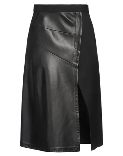 Barbara Bui Woman Midi Skirt Black Size 8 Polyester, Wool, Elastane, Leather