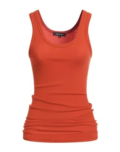 Barbara Bui Woman Tank Top Rust Size S Cotton, Elastane In Red