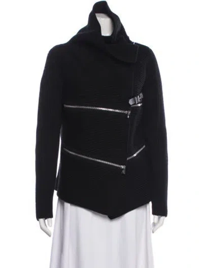 Pre-owned Barbara Bui Wool Biker Jacket In Black