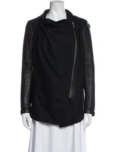Pre-owned Barbara Bui Wool Biker Jacket In Black