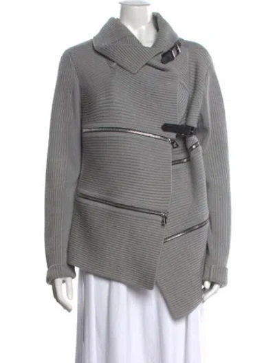 Pre-owned Barbara Bui Wool Open Front Sweater In Gray