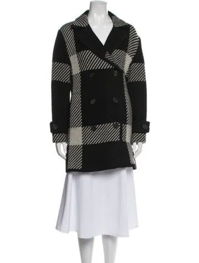 Pre-owned Barbara Bui Wool Plaid Print Blazer In Black