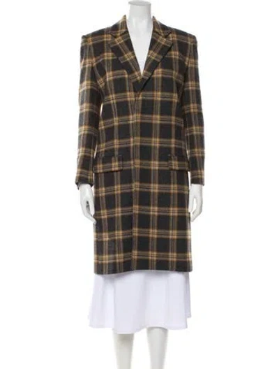Pre-owned Barbara Bui Wool Plaid Print Peacoat In Multi