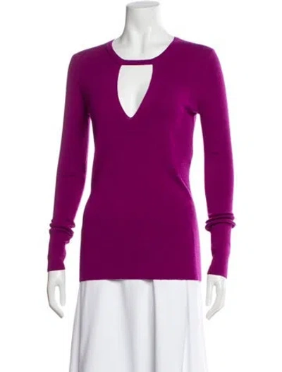Pre-owned Barbara Bui Wool Plunge Neckline Top In Purple