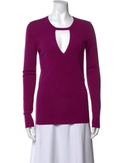 Pre-owned Barbara Bui Wool Plunge Neckline Top In Purple