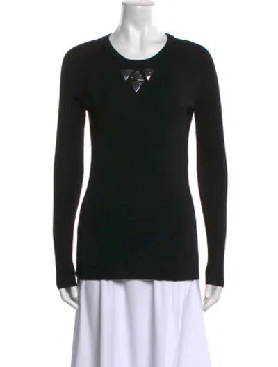 Pre-owned Barbara Bui Wool Scoop Neck Top In Black