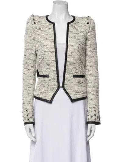 Pre-owned Barbara Bui Wool Tweed Pattern Evening Jacket In Neutral