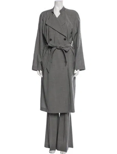 Pre-owned Barbara Bui Wool Tweed Pattern Pantsuit In Gray